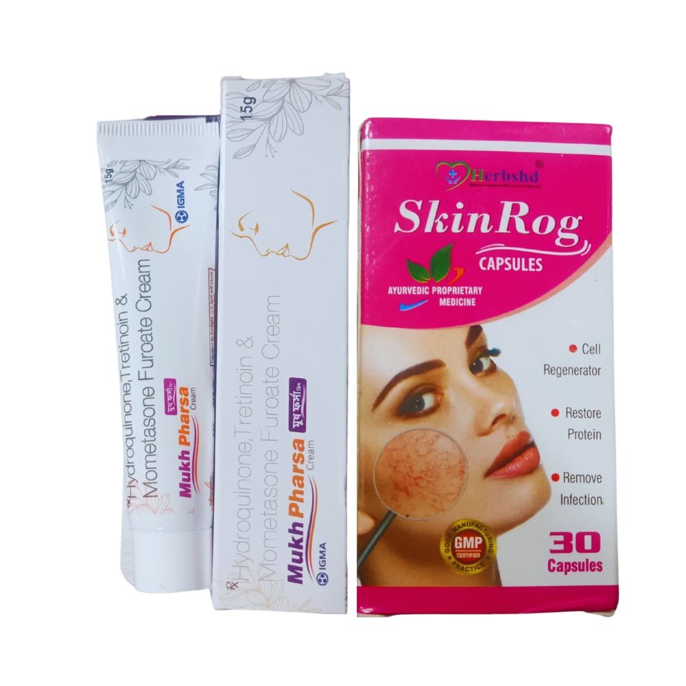 Ayurvedic Skin Rog capsule & Mukh pharsa cream for Scars|pigmentation (COMBO)