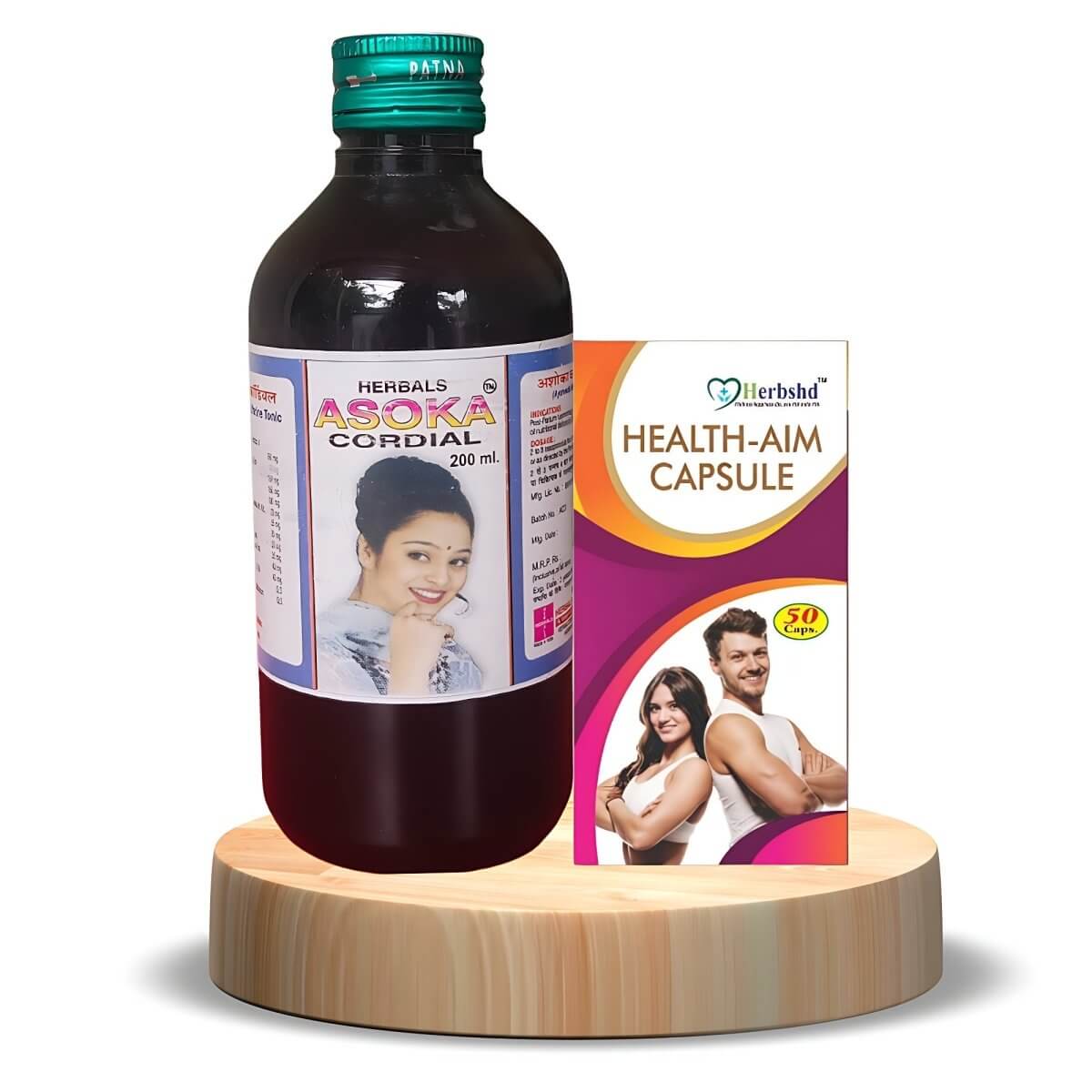 Ayurvedic Ashoka Cordial (Pack Of 2) & Health Aim Capsule