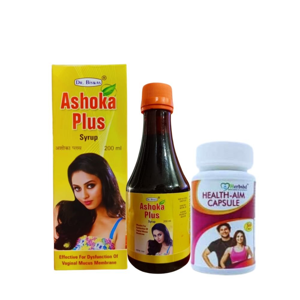 Ayurvedic Ashoka plus syrup & Health aim capsule| 200ml|50capsule (pack of 2)