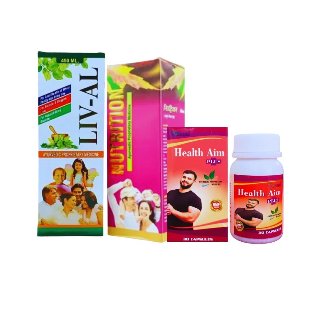 Ayurvedic LIV-AL Tonic & Health Aim Plus capsule & Nutrition Syrup weight combo Nutrition & Weight Support