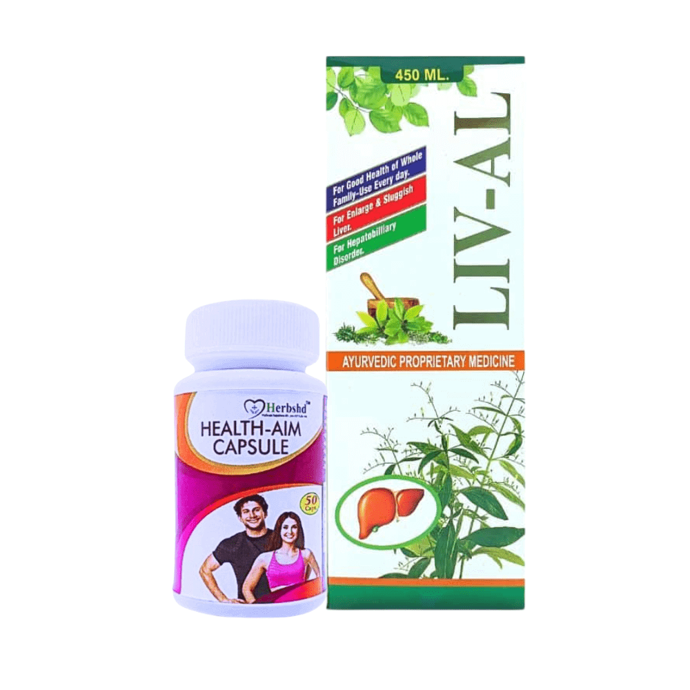 Ayurvedic Liver care LIV - AL Tonic & Health Aim Multivitamin capsule( combo )