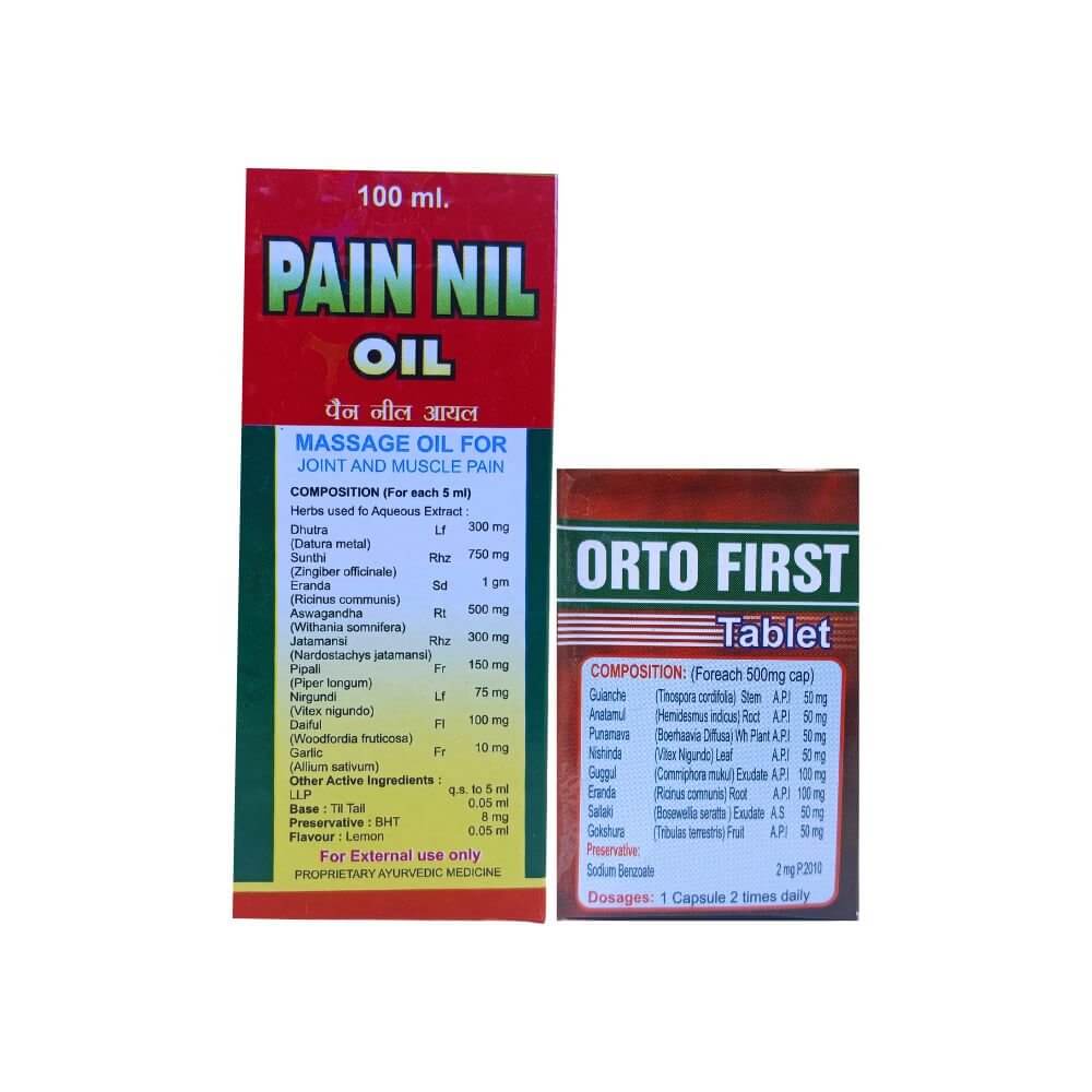 Ayurvedic Pain Nil Oil & Orto First Tablet combo pack (Pack of 2)