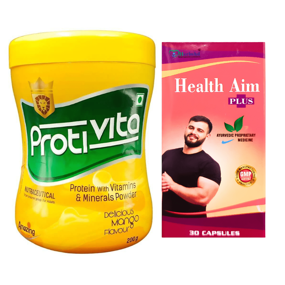 ayurvedic weight supplement combo Protivita Protein Powder with health aim plus capsule