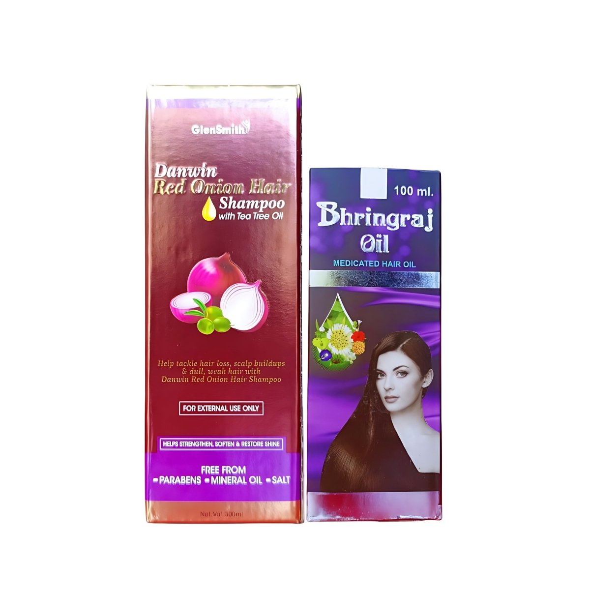 Bhringraj Hair Oil 100ml And Red Onion Hair Shampoo 300ml (Combo Pack)