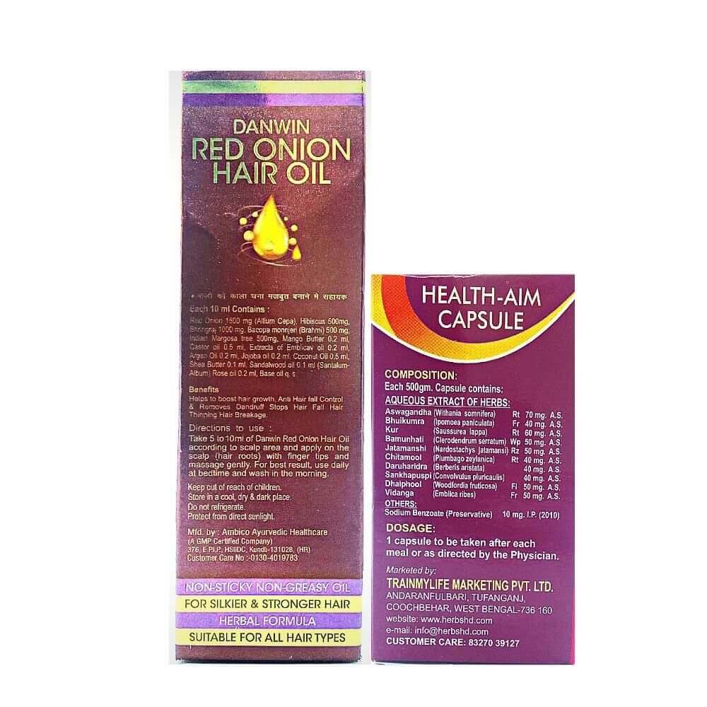 Danwin Red Onion Hair Oil & Health Aim Capsule(combo)
