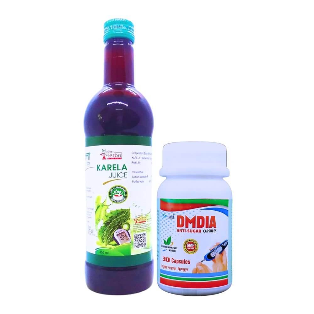 Herbshd Ayurvedic DMDIA Anti - sugar Capsule & Karela Juice Combo