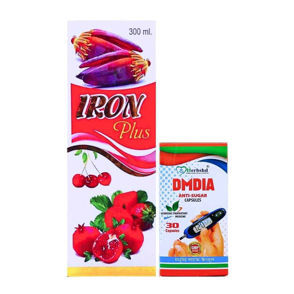 Herbshd Ayurvedic DMDIA Capsule & Iron Plus Tonic Combo