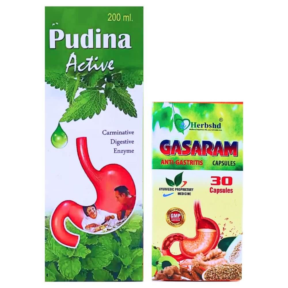 Herbshd Ayurvedic Gasaram Capsule & Pudina Active syrup combo