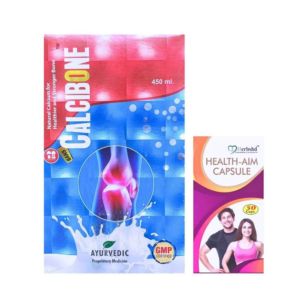 Herbshd Ayurvedic Health Aim Capsule & Calcibone Syrup combo