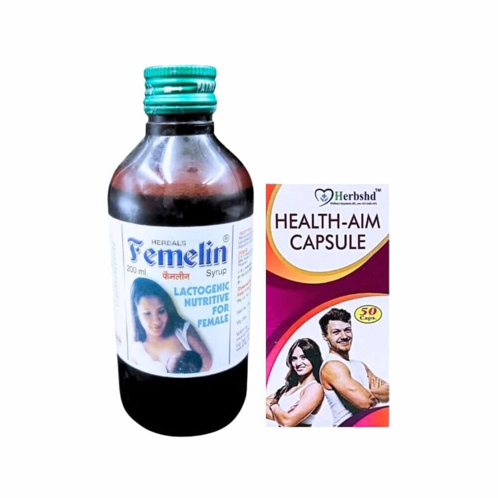 Herbshd Ayurvedic Health Aim Capsule & Femelin Syrup ( 50 capsule+ 200ml +200ml ) combo pack