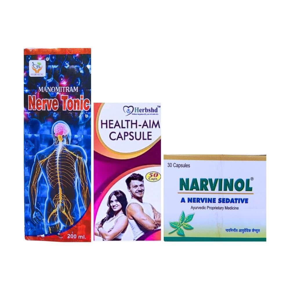 Herbshd Ayurvedic Health Aim Capsule & Nerve Tonic & Narvinol Capsule (Combo pack)