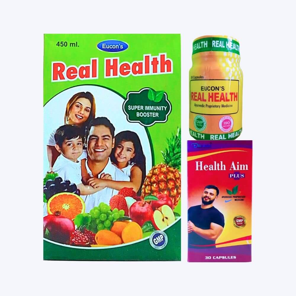 Herbshd Ayurvedic Health Aim Plus Capsule & Real Health Tonic with Real Health Capsule (combo pack)