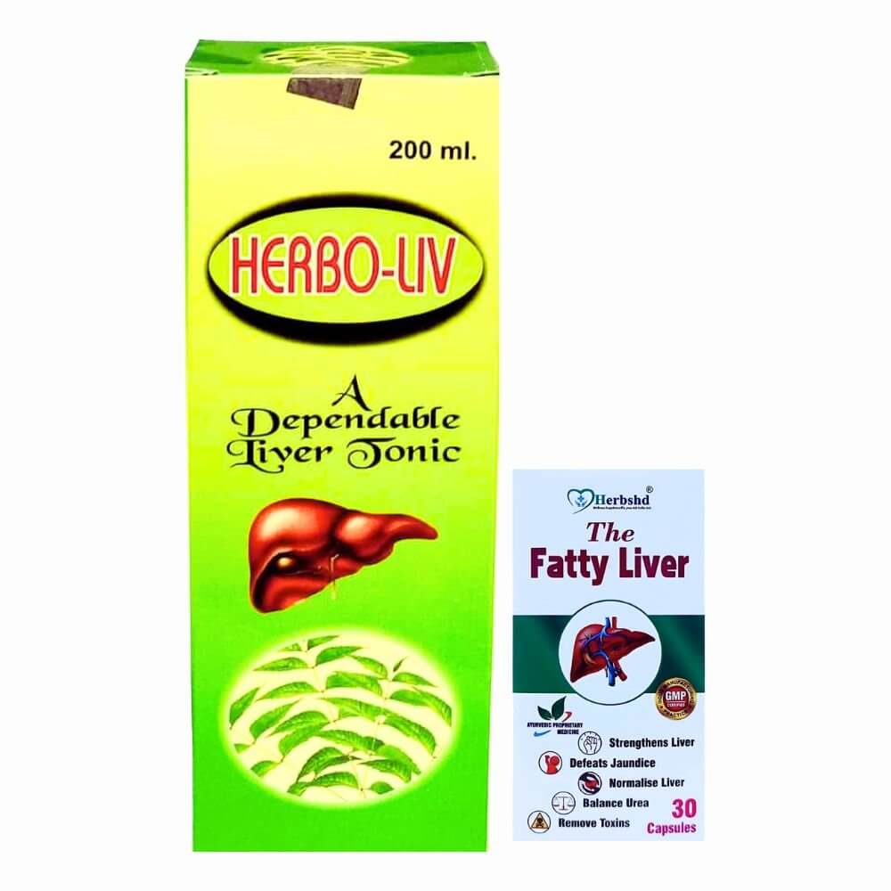 Herbshd Ayurvedic The Fatty Liver Capsule & Herbo - LIV Tonic combo