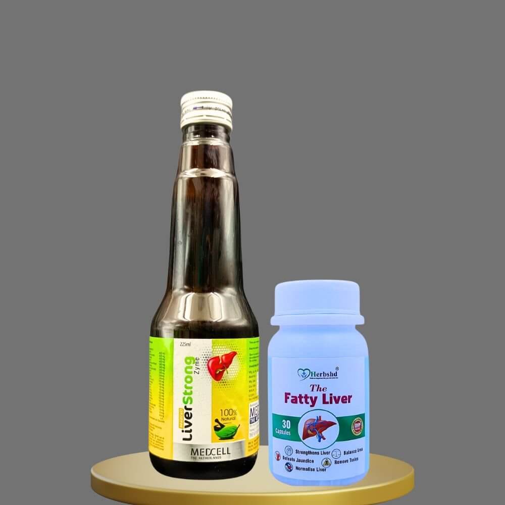Herbshd Ayurvedic The Fatty Liver Capsule & Liver Strong Zyme Syrup ( combo )