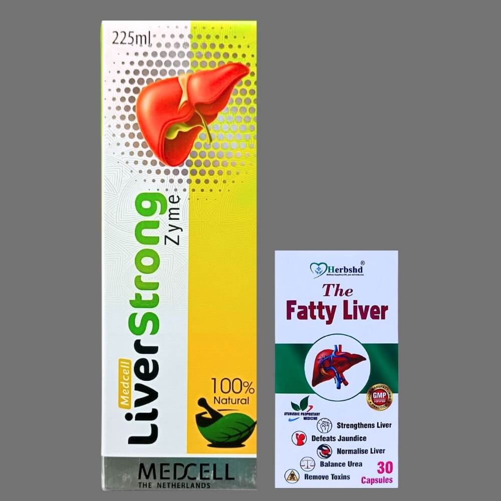 Herbshd Ayurvedic The Fatty Liver Capsule & Liver Strong Zyme Syrup ( combo )
