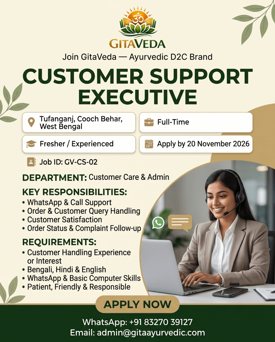 Customer Support Executive - gitaayurvedic.com