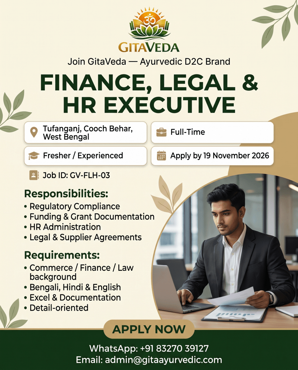 Finance, Legal & HR Executive - gitaayurvedic.com
