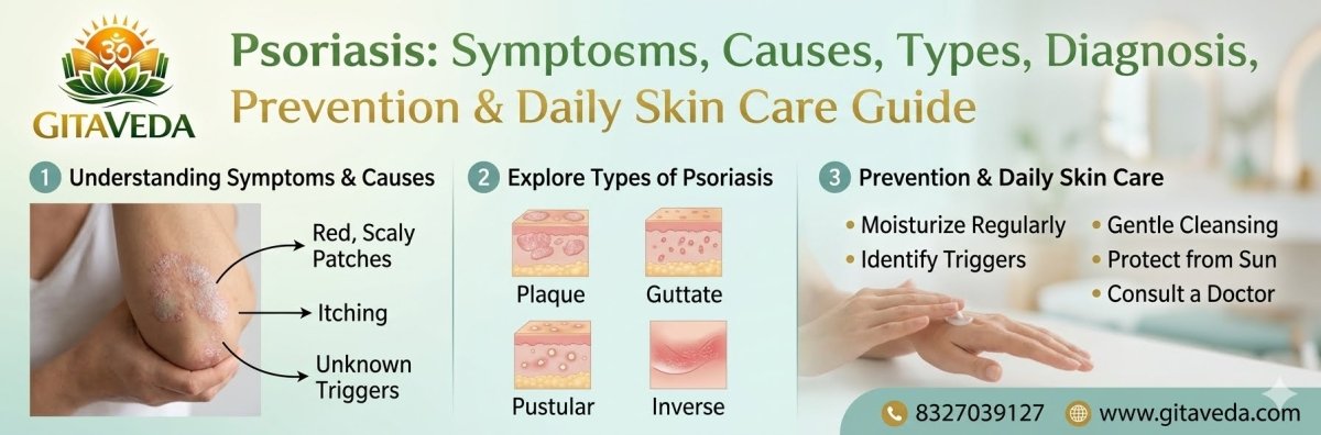 Psoriasis: Symptoms, Causes, Types, Diagnosis, Prevention & Daily Skin Care Guide - gitaayurvedic.com