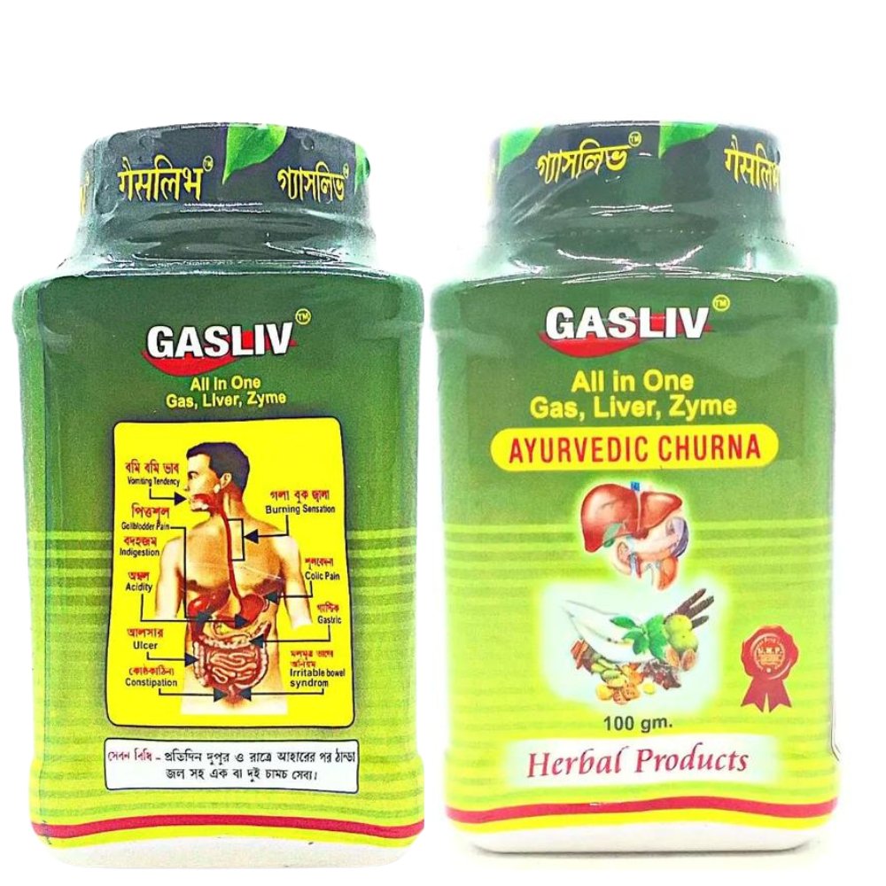 100% Ayurvedic Gasliv Churna for Gastritis gas and acidity constipation Pack of 4