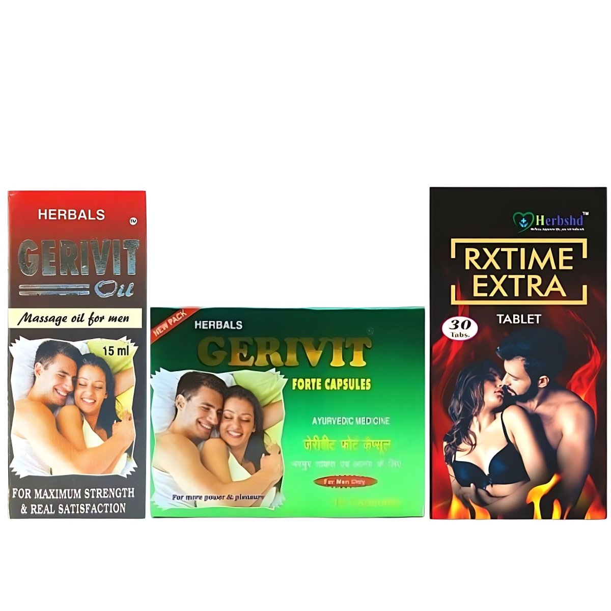 100% Satisfaction Herbals Gerivit Forte Capsule & Oil & rxtime extra tab (Combo Pack) For early ejaculation treatment