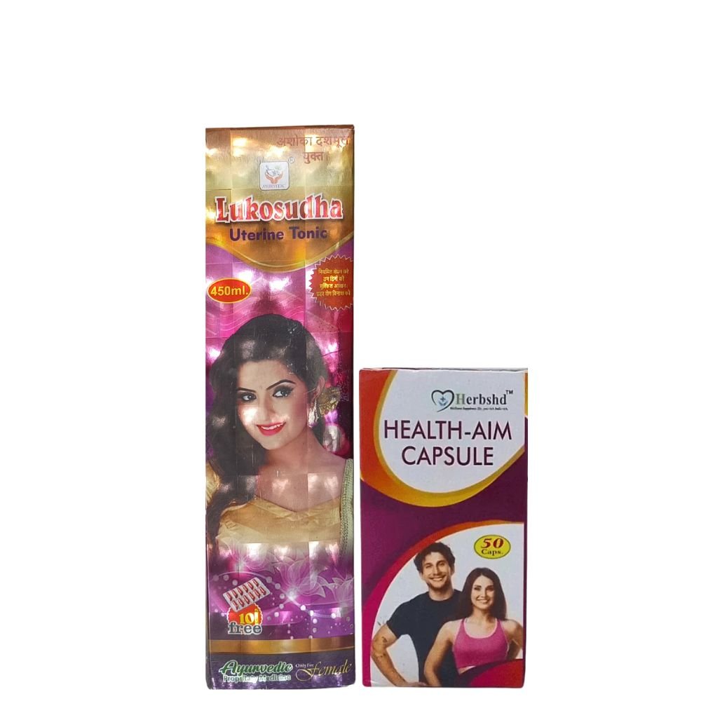 Ayurvedic Lukosudha Uterine Tonic 450ml & Health Aim Capsule (Combo pack)
