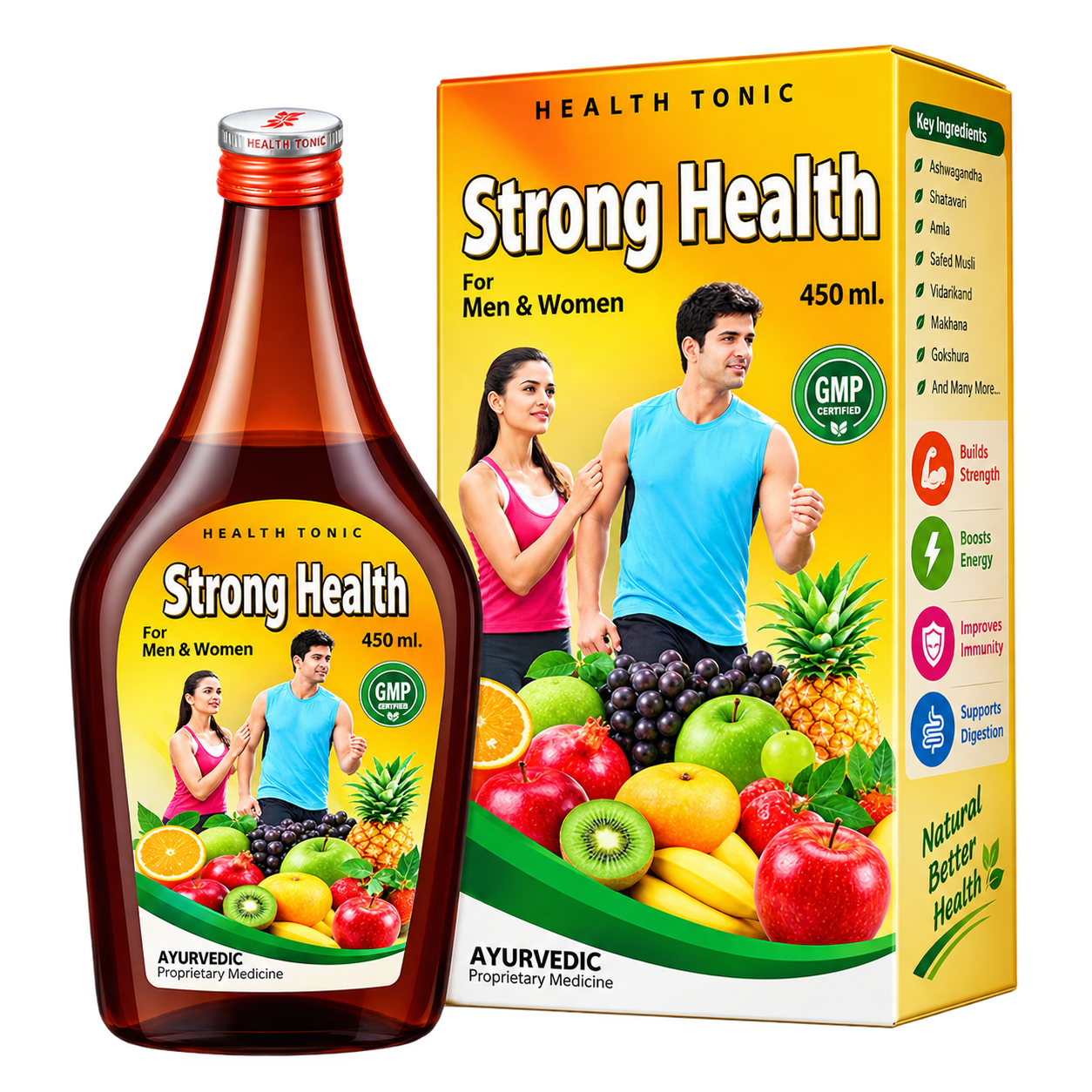 Strong Health Syrup & Health Fit Capsule Combo For Body Building