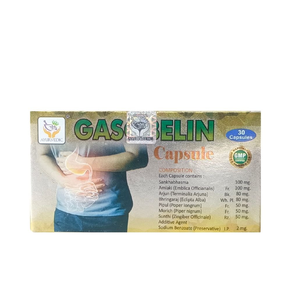 GITA AYURVEDIC GASOBELIN 30 CAPSULE For Hyper Acidity (PACK OF 3)