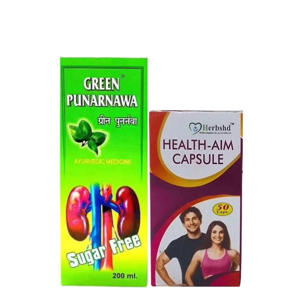 Green Punarnawa Syrup 200ml And Health aim Capsule (Combo pack)
