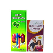 Green Punarnawa Syrup 200ml And Health aim Capsule (Combo pack)