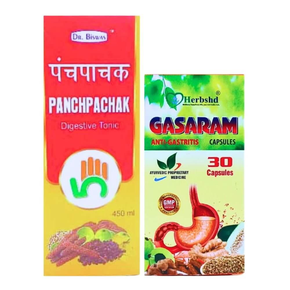 Herbshd Ayurvedic Gasaram capsule & Panchpachak Digestive Tonic Combo