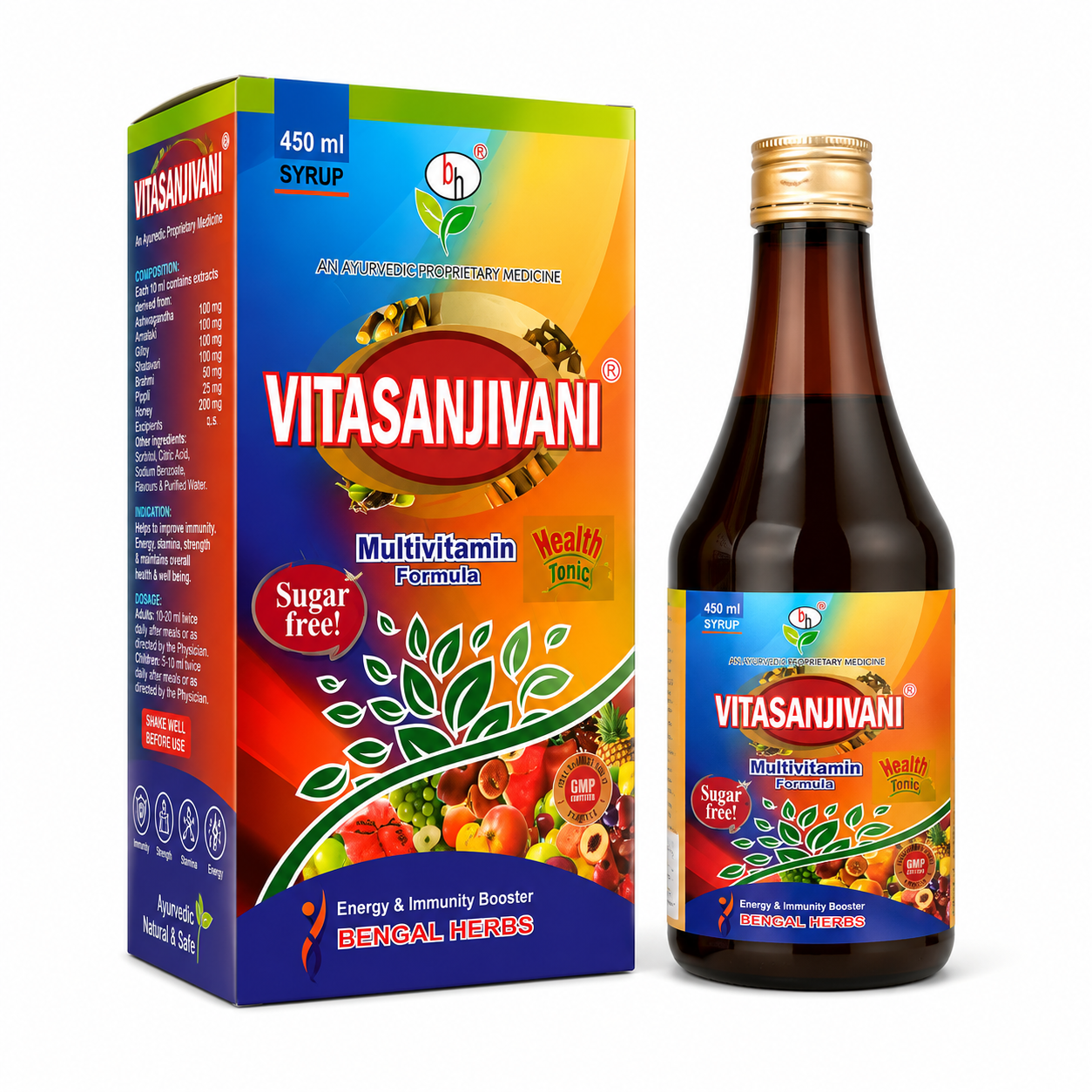 Multivitamin Syrup Vitasanjivani & Health Aim Capsule Combo 