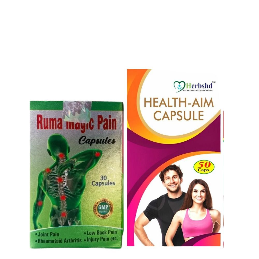 Ruma Magic Pain 30 Capsules & Health Aim Capsule For Pain killers (combo pack)