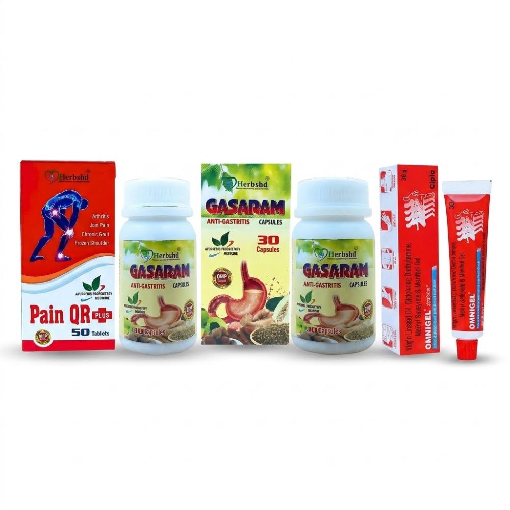 Back Pain Wellness Combo | Pain QR Plus Capsule, Omni Gel & Gasaram Capsule