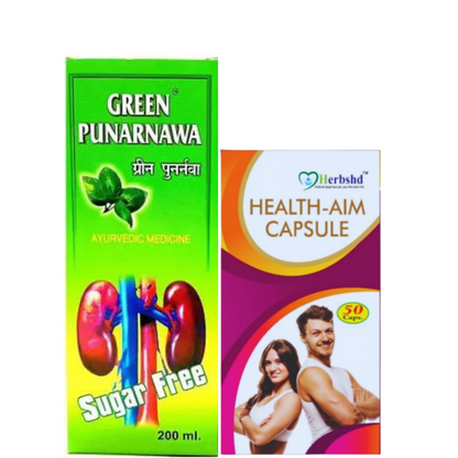 GREEN PUNARNAWA TONIC 200ML(PACK OF 2) & Health aim capsule
