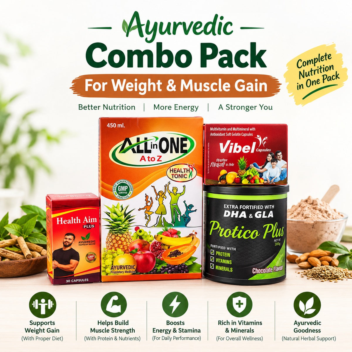 Ayurvedic Combo Pack For Weight & Muscle Gain