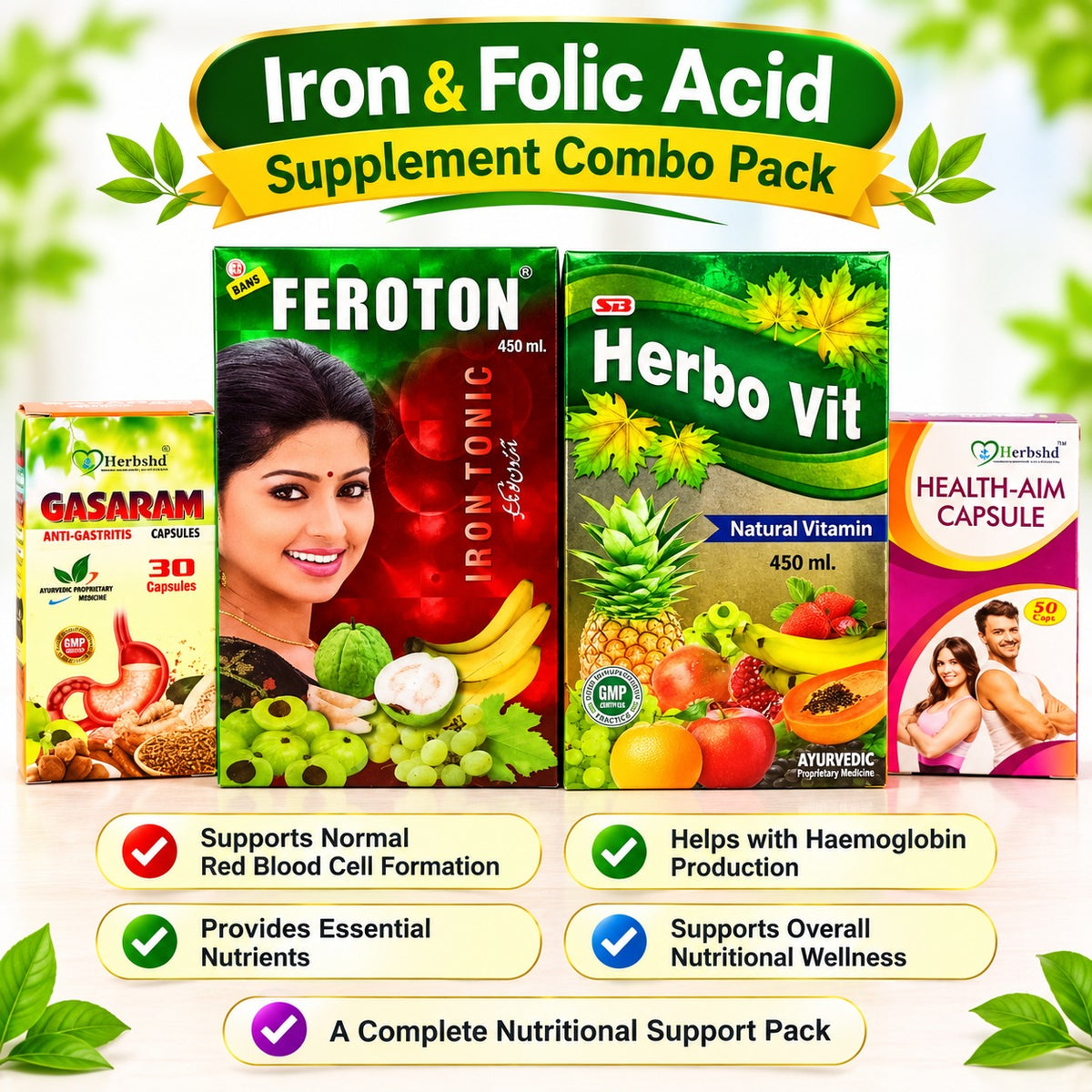 Iron & Folic Acid Supplement Combo Pack | Nutritional Support