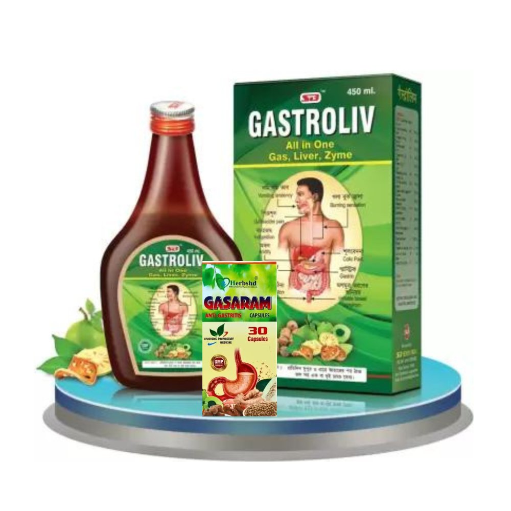 Acidity Relief Gastroliv - SF Syrup & Gasaram Anti Gastritis Capsule (Combo Pack)