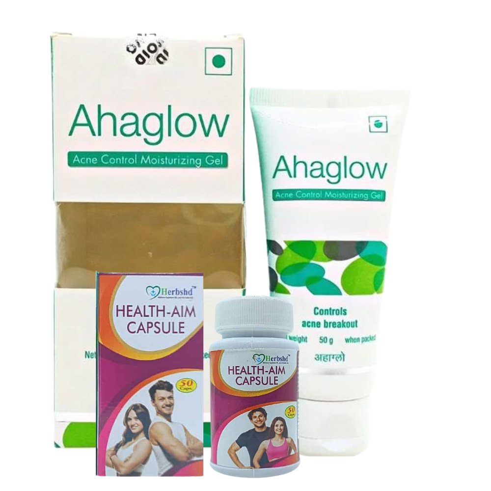 Ahaglow Acne Control Moisturizing Gel And Health Aim Capsule Combo Pack