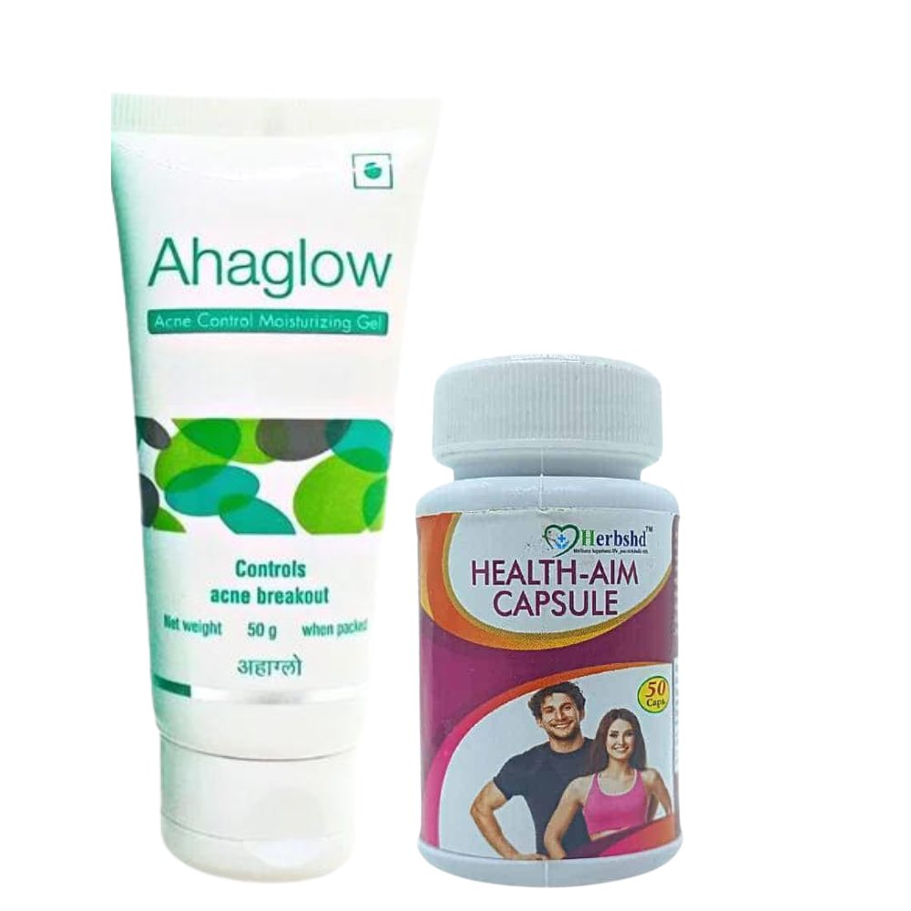 Ahaglow Acne Control Moisturizing Gel And Health Aim Capsule Combo Pack