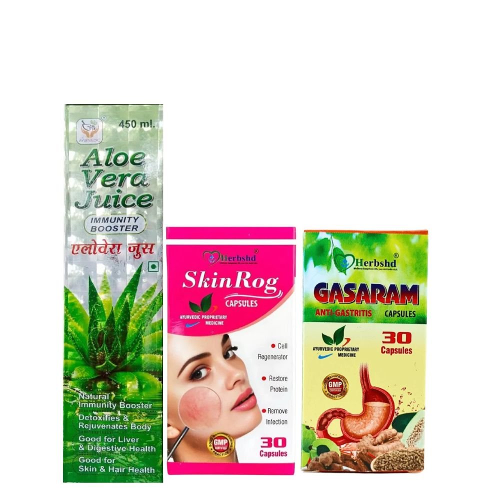 Aloe Vera Juice & Gasaram Capsule & Skin Rog Capsule