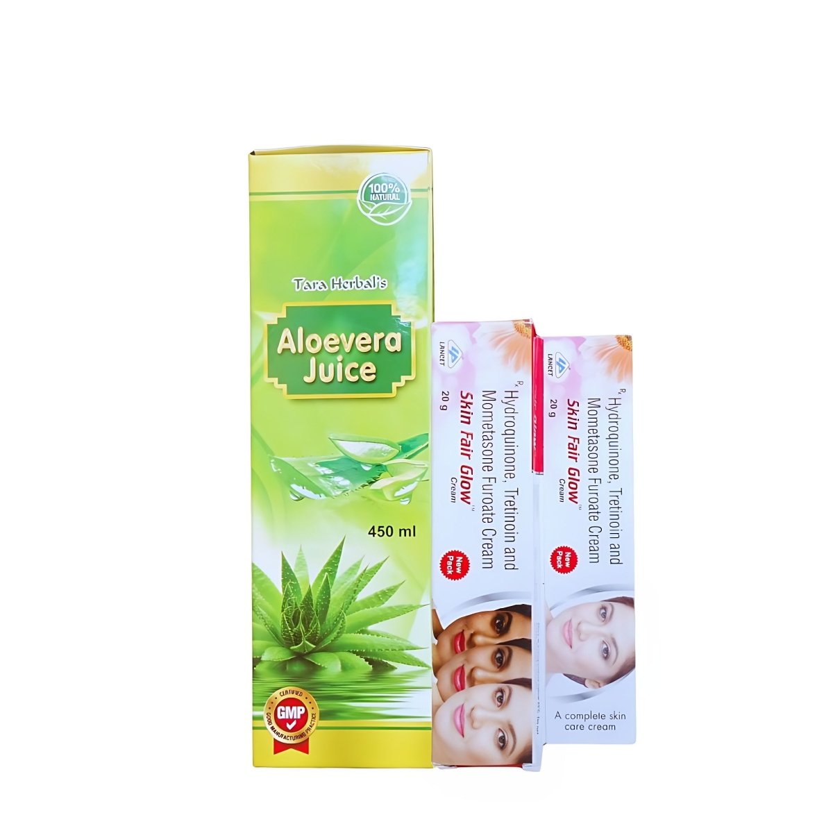 Aloevera juice and skin fair glow cream (2) combo