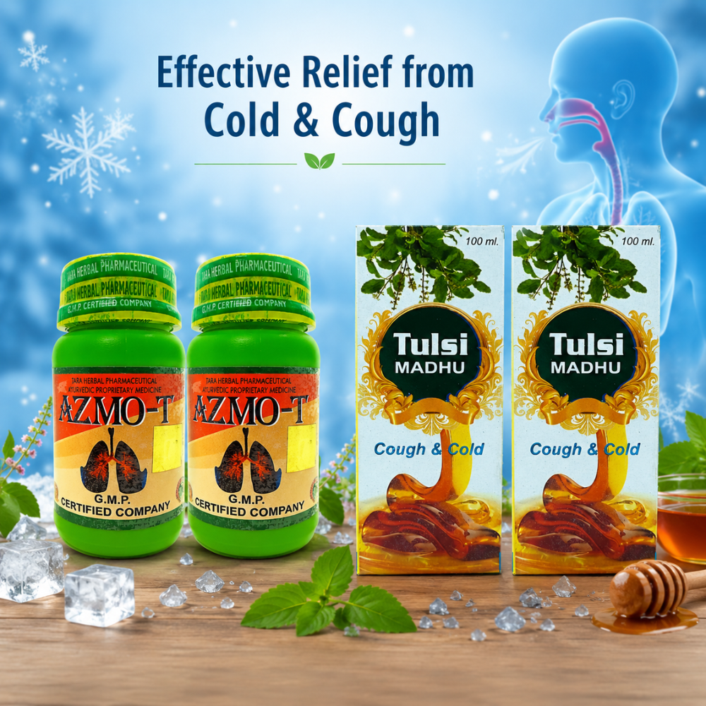 Ayurvedic Cough Syrup – Tulsi Madhu & Azmo T Capsules for cough -combo