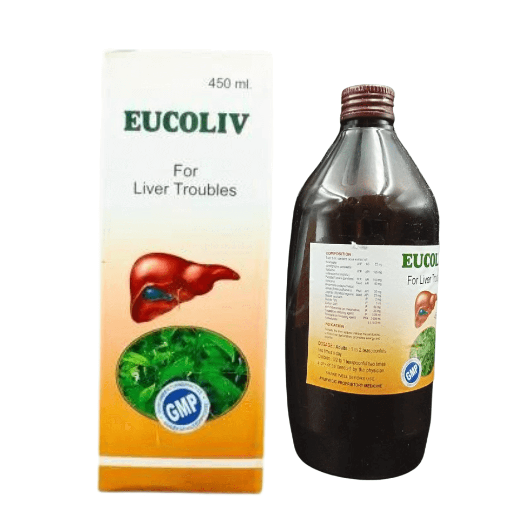 Ayurvedic Eucoliv liver Syrup 450ml. ( pack of 3 )