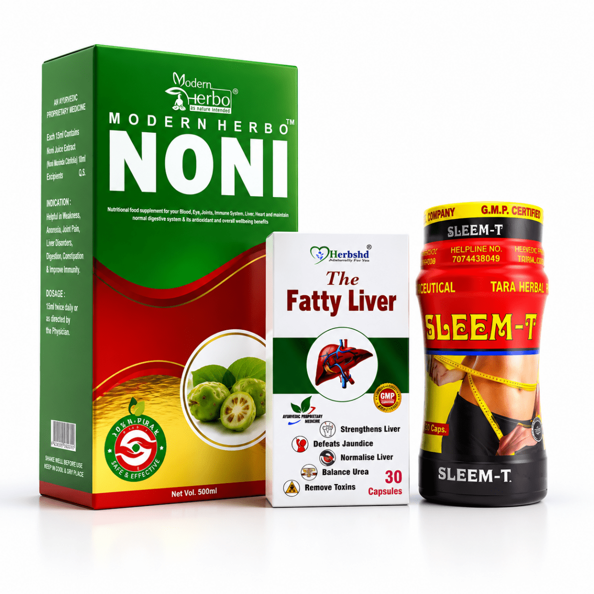 Ayurvedic Fatty Liver Capsule & Sleem-T Capsule & NONI juice combo