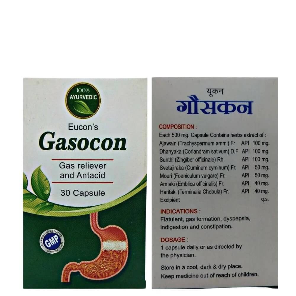 Ayurvedic Gas Reliver And Antacid Gasocon 30 Capsule ( pack of 3 )