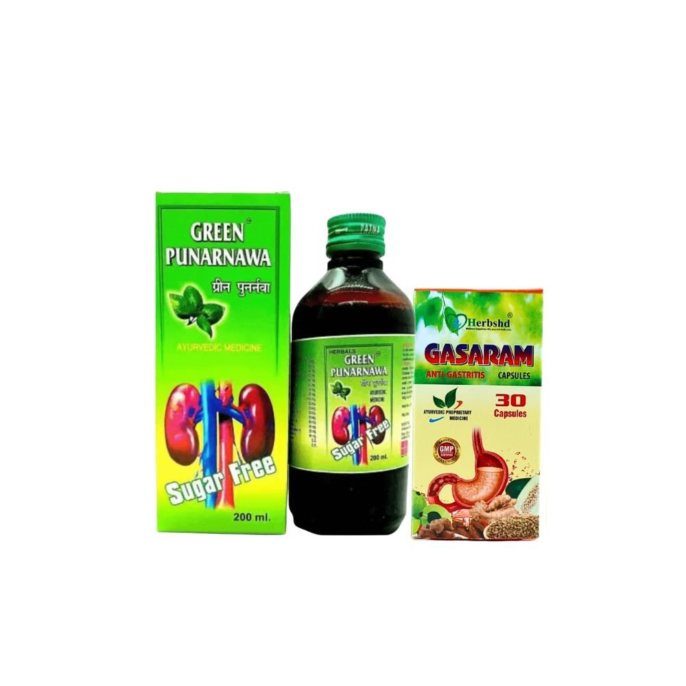 Ayurvedic Green Punarnawa Syrup (4) and Gasaram capsule (1)(combo)