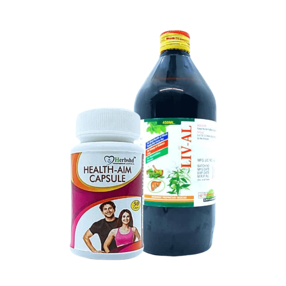 Ayurvedic Liver care LIV - AL Tonic & Health Aim Multivitamin capsule( combo )