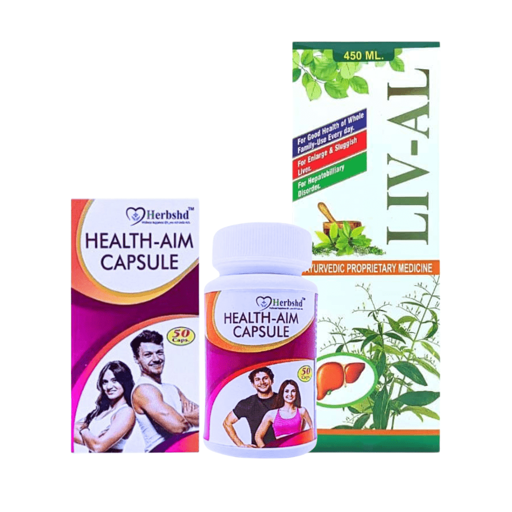 Ayurvedic Liver care LIV - AL Tonic & Health Aim Multivitamin capsule( combo )