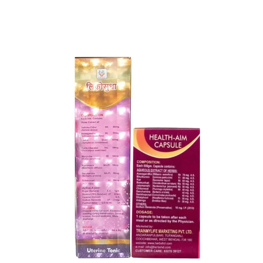 Ayurvedic Lukosudha Uterine Tonic 450ml & Health Aim Capsule (Combo pack)