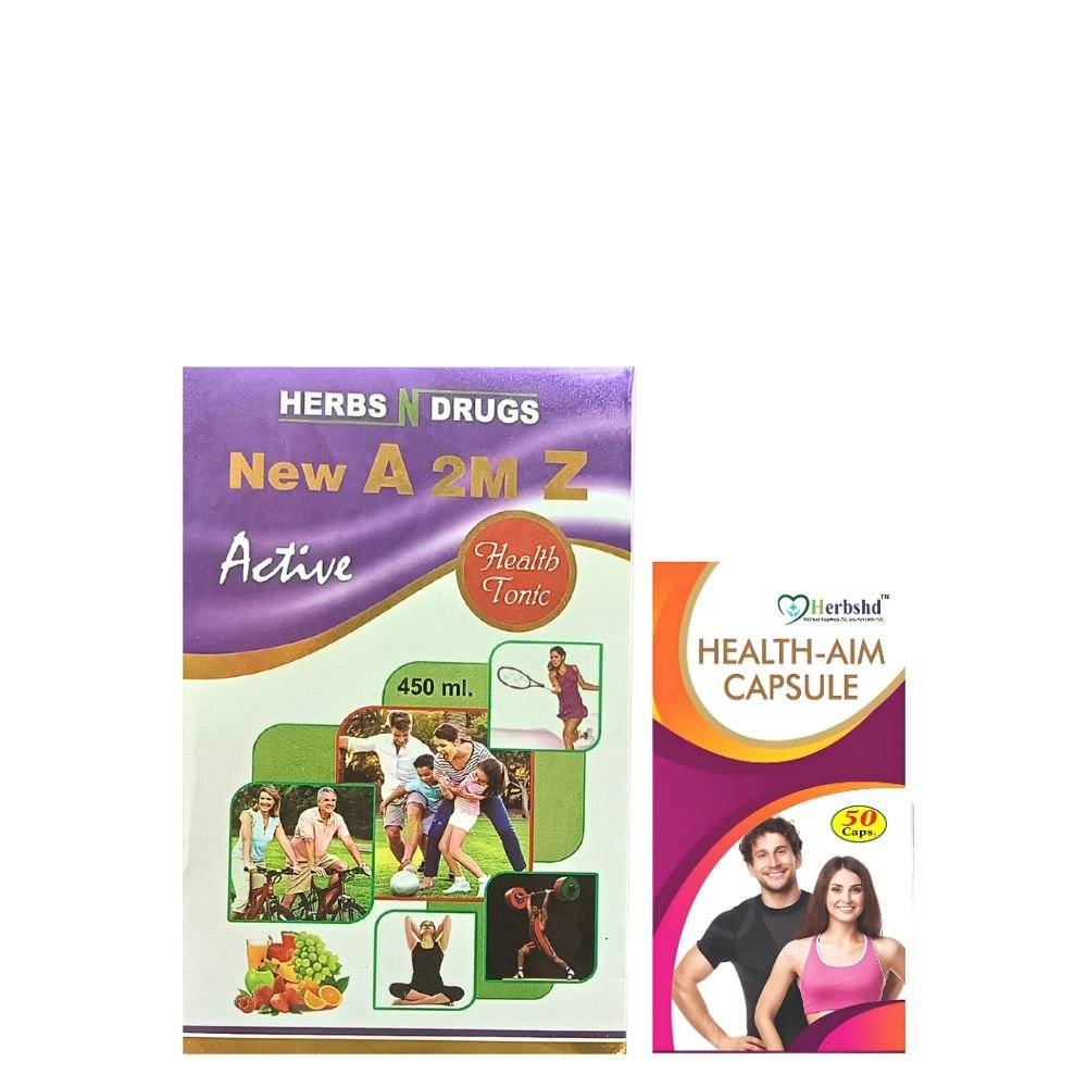 Ayurvedic New A 2M Z Active Health Tonic 450ml & Health Aim Capsule (combo pack)
